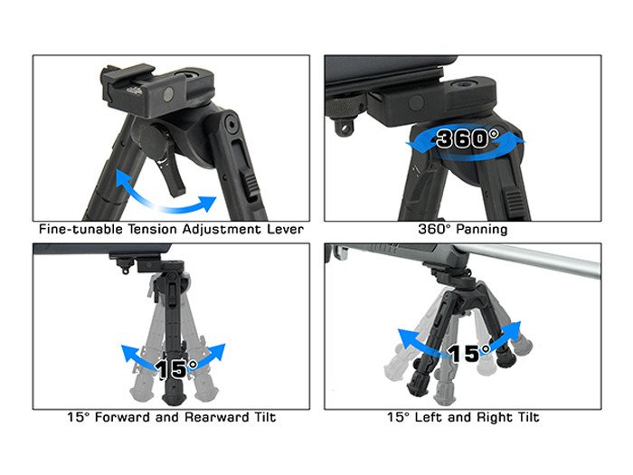 UTG Recon 360 TL Bipod, 5.5"-7.0" Center Height, Picatinny – Bild 2