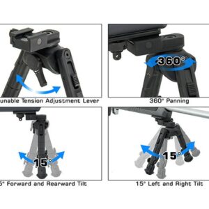 Alternative view of UTG Recon 360 TL Bipod, 8"-12" Center Height, Picatinny
